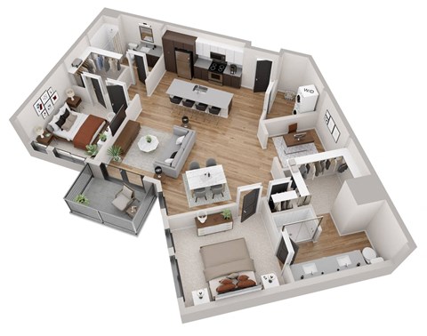 bedroom floor plan an in 3d